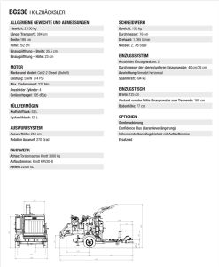 Produktdaten Holzhäcksler BC230